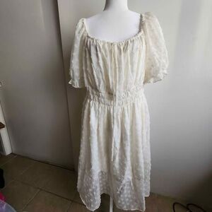 Roschico Cream Chenille Look Peasant Style Midi Dress 2XL